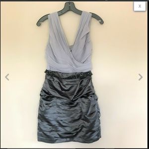 Express Beaded Belted Chiffon Satin Ruched Dress S